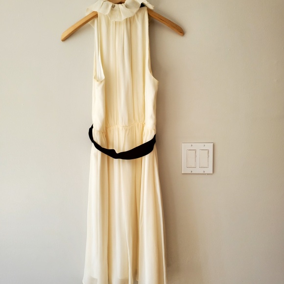 Elegant White Sleeveless Dress with Black Accents - Picture 4 of 10